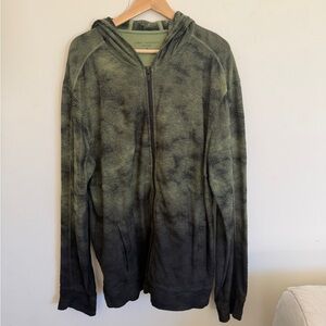 John Varvatos Olive and Charcoal Zip-Up Sweater